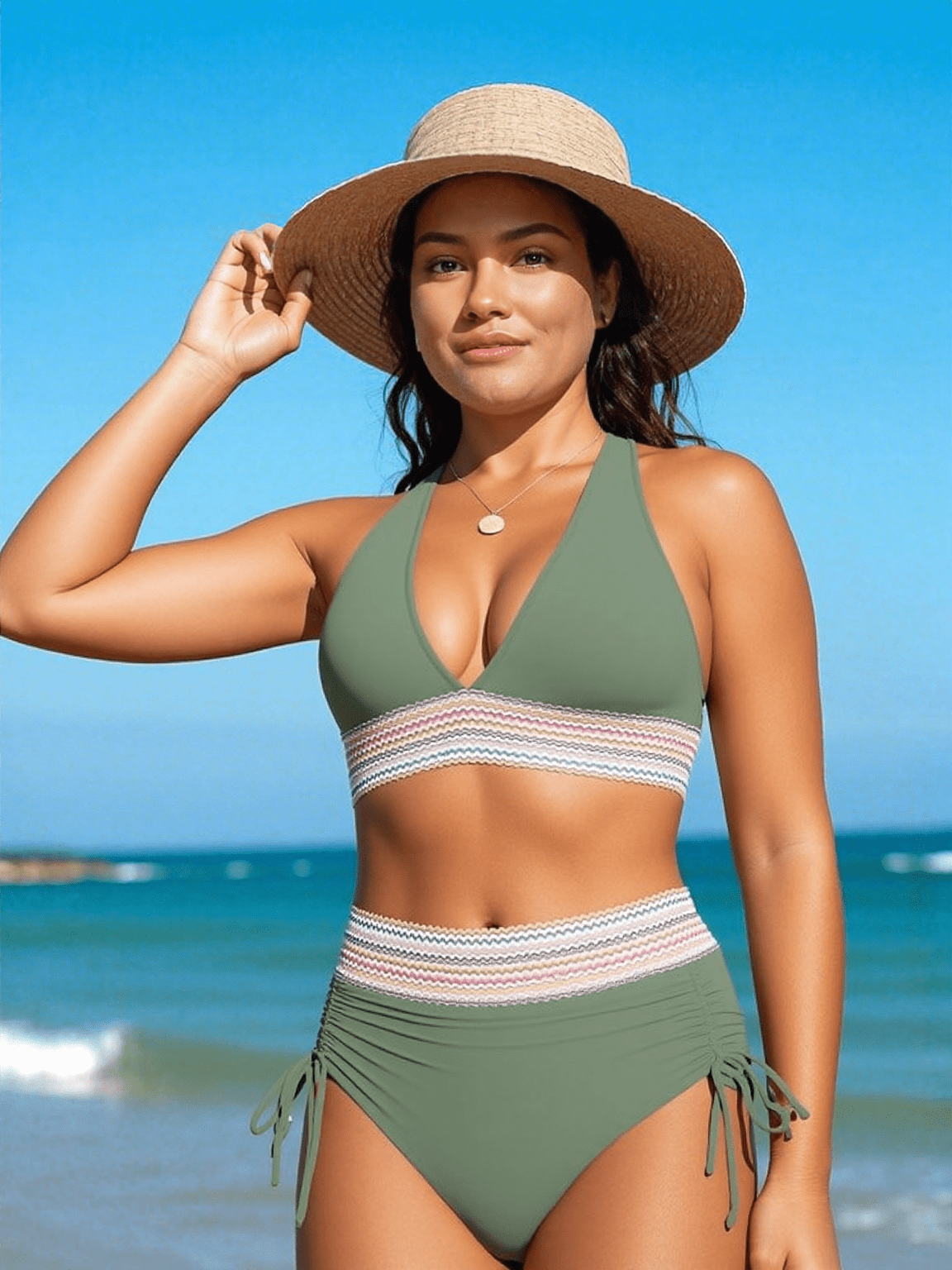 Elegancki bikini z wysokim stanem