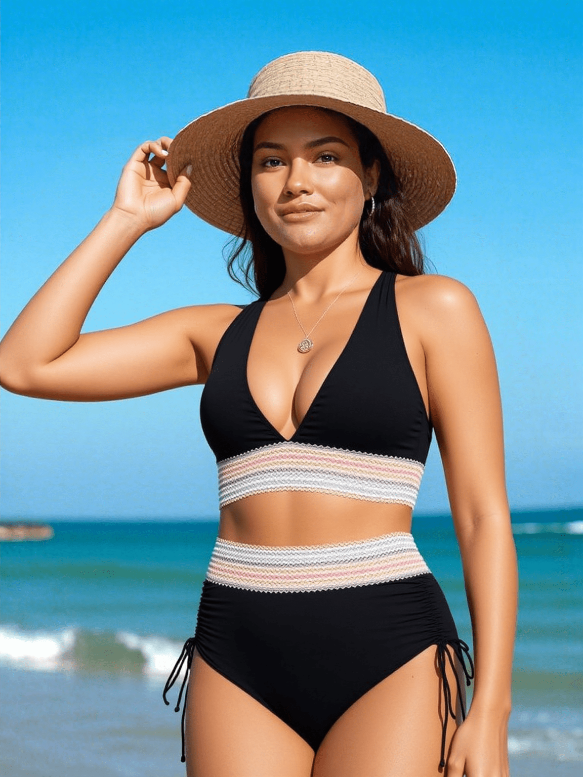 Elegancki bikini z wysokim stanem