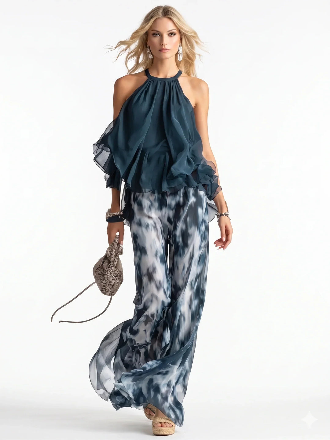 Κομψό σετ από δύο κομμάτια από chiffon