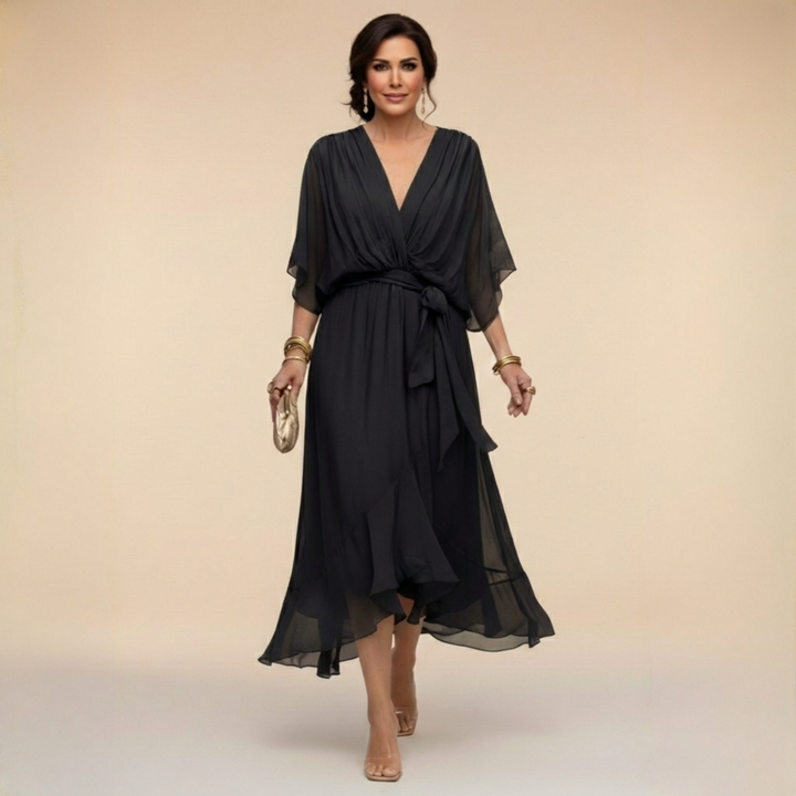 Μόνικα | Φόρεμα από chiffon με V ντεκολτέ