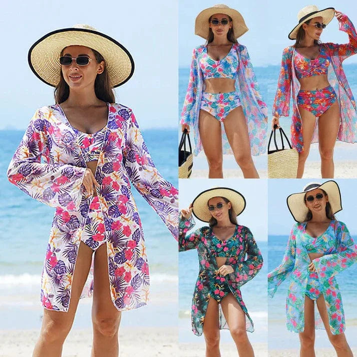 3-częściowy bikini z tropikalnym nadrukiem | 50% zniżki