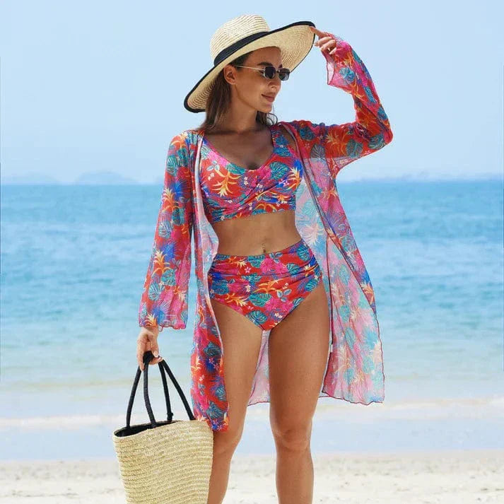 3-częściowy bikini z tropikalnym nadrukiem | 50% zniżki